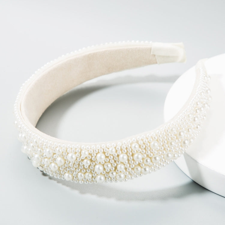 Fascia per capelli bianca con perle 3 cm