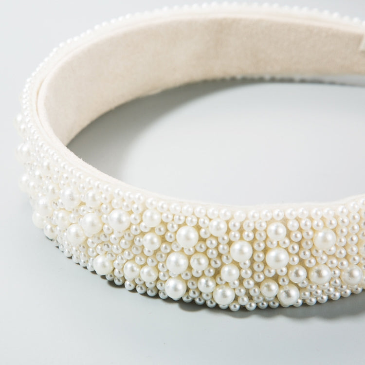 Fascia per capelli bianca con perle 3 cm