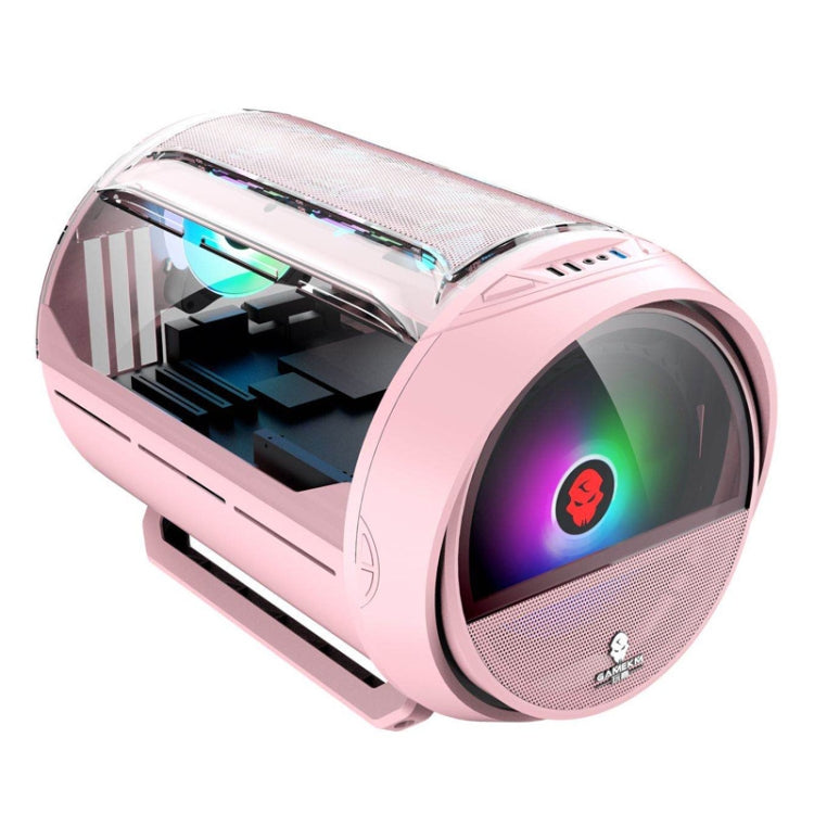 GAMEKM Genki Bomb Personality Gaming Internet Cafe Custodia da gioco laterale USB 3.0 Custodia per computer desktop raffreddata ad acqua, White, Pink, Black