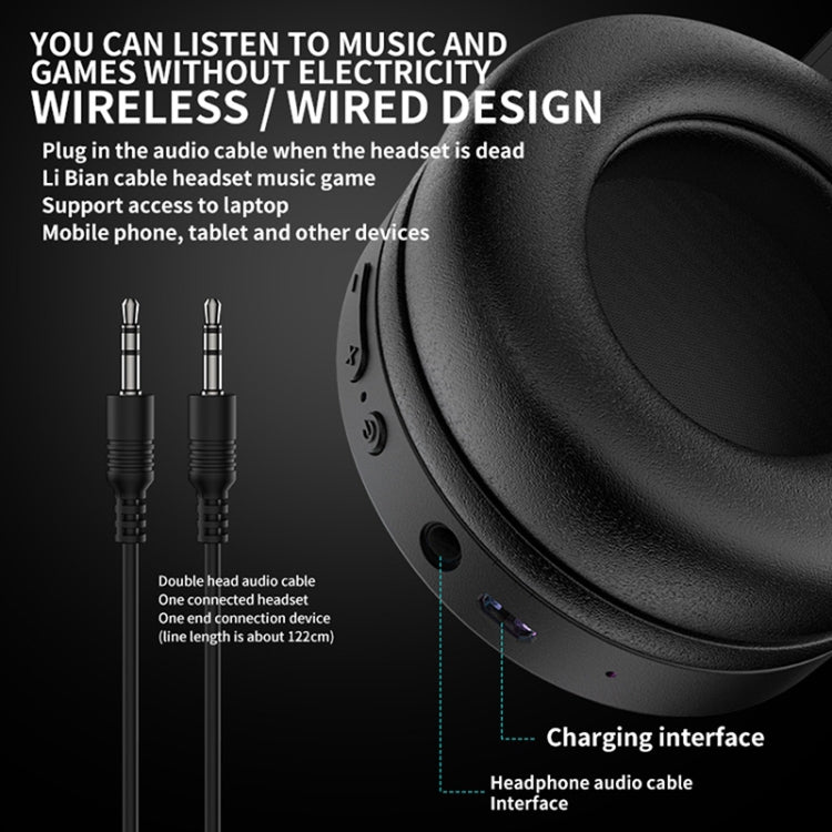 Cuffie Bluetooth cablate RGB dual-mode con riduzione rumore