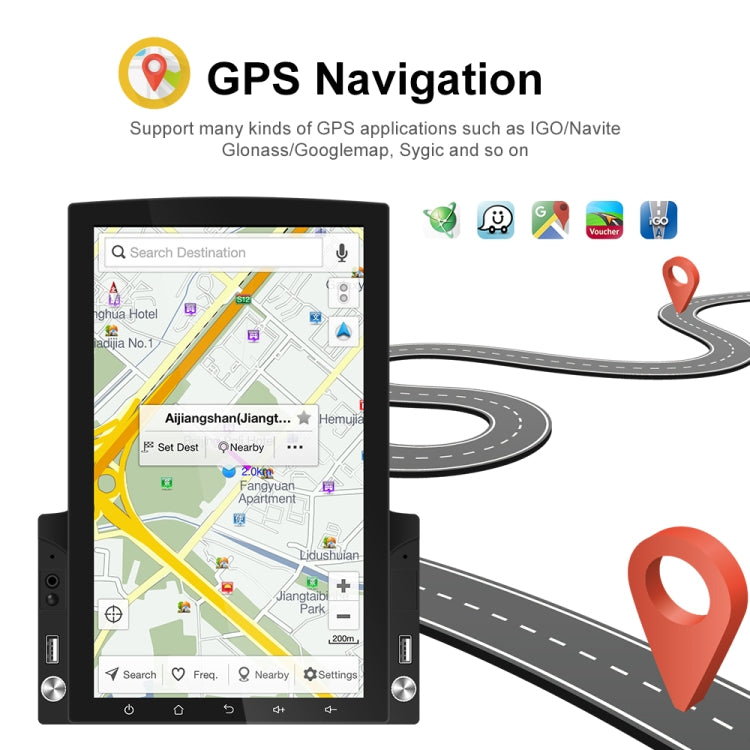 Navigatore Android auto 9,7" HD con lettore MP5 e GPS
