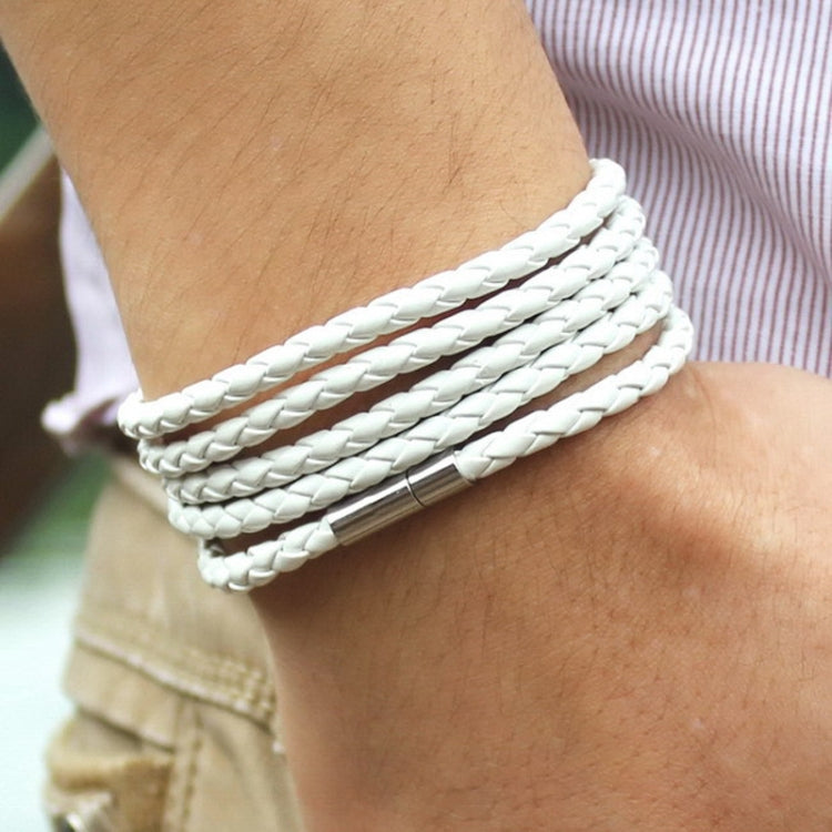 Bracciale in pelle da uomo con ciondolo vintage nero