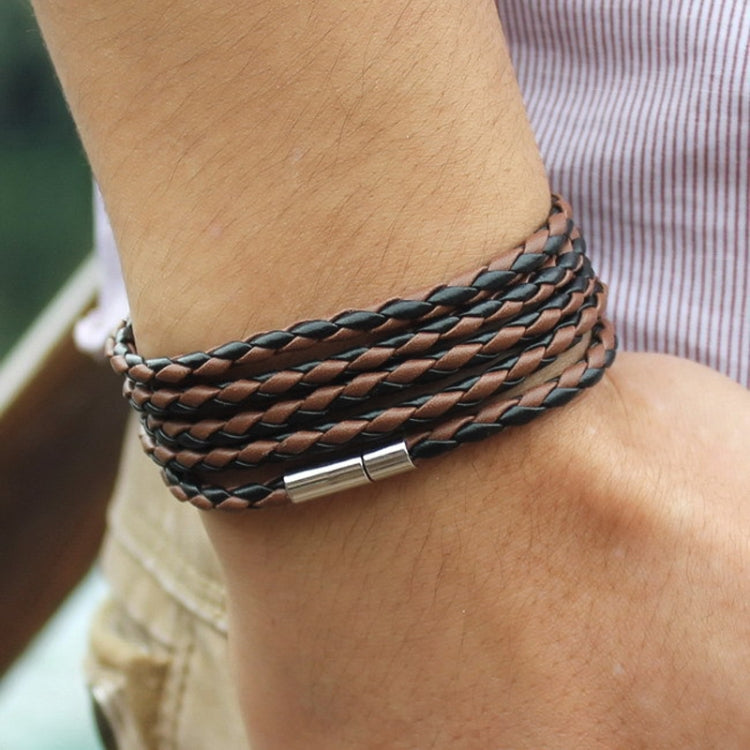 Bracciale in pelle da uomo con ciondolo vintage nero