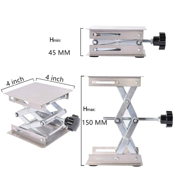 Piattaforma elevatrice manuale in acciaio inox 100x100mm