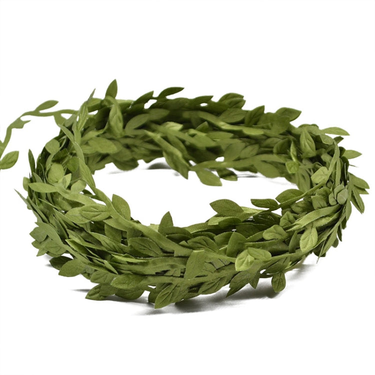 Accessori decorazione ghirlanda foglie stoffa verde 2 pezzi