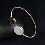 Bracciale rigido geometrico in pietra di marmo finto oro