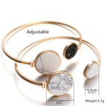 Bracciale rigido geometrico in pietra di marmo finto oro