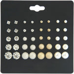 Set 20 paia orecchini donna con zirconi e perle