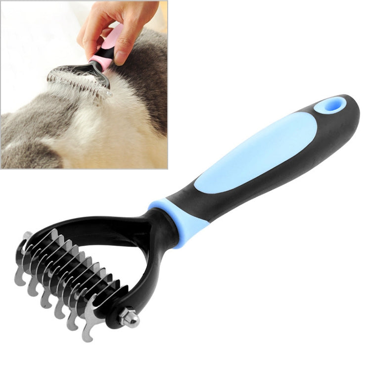 Spazzola per cura pelo cani e gatti blu e rosa
