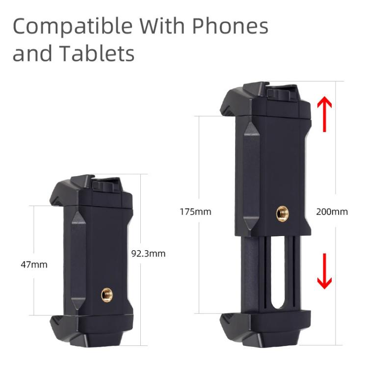 Xiletu Xj-13 Trasmissione dal vivoMorsetto per telefono con montaggio su treppiede con fori per viti da 1/4 di pollice e base per pattino freddo, Phone Clamp