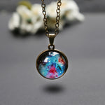 Collana con pendente galassia in vetro doppia faccia