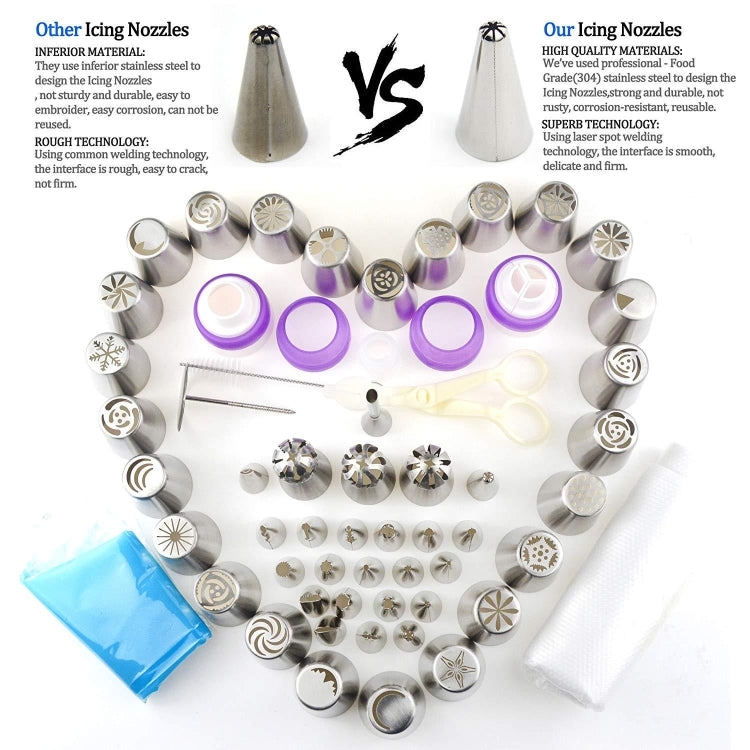 Set 88 pezzi bocche decorative per dolci in acciaio inox