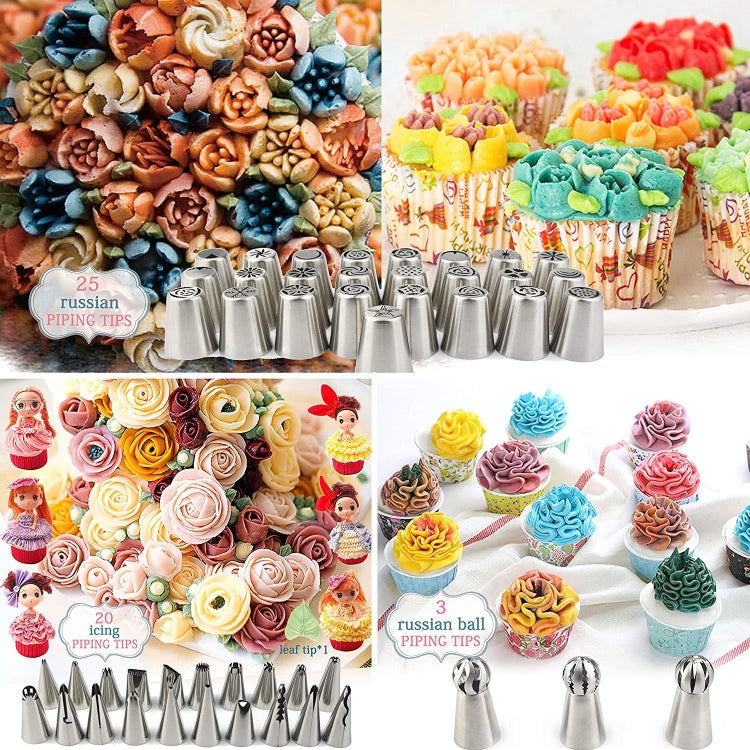 Set 88 pezzi bocche decorative per dolci in acciaio inox