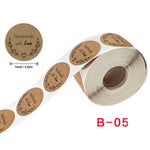 10 adesivi sigillanti in carta kraft rotondi 6,5 cm
