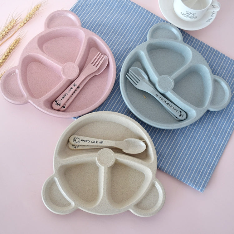 Set 3 pezzi stoviglie bambini orso paglia di grano