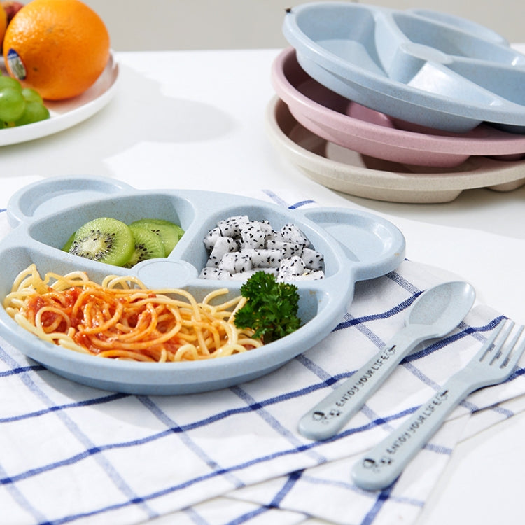 Set 3 pezzi stoviglie bambini orso paglia di grano