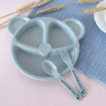 Set 3 pezzi stoviglie bambini orso paglia di grano