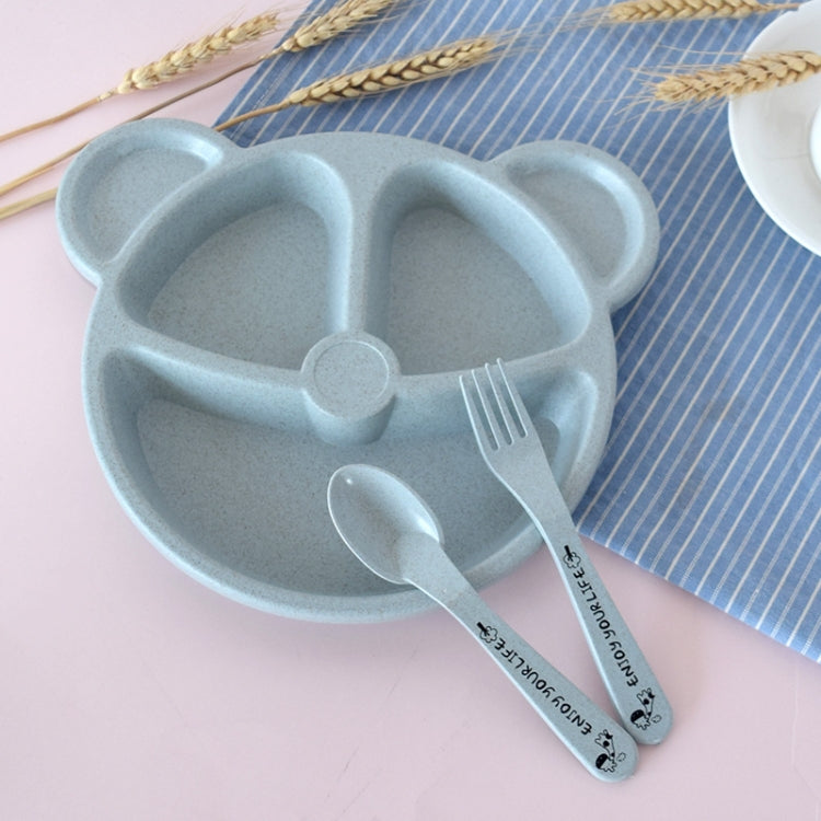 Set 3 pezzi stoviglie bambini orso paglia di grano