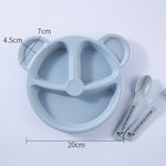 Set 3 pezzi stoviglie bambini orso paglia di grano