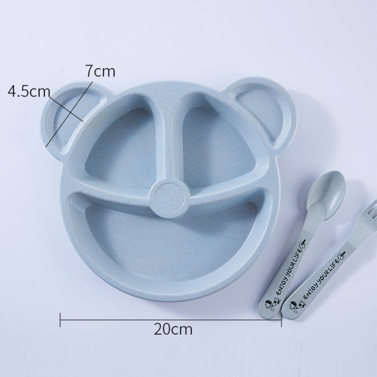 Set 3 pezzi stoviglie bambini orso paglia di grano