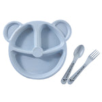 Set 3 pezzi stoviglie bambini orso paglia di grano