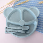 Set 3 pezzi stoviglie bambini orso paglia di grano