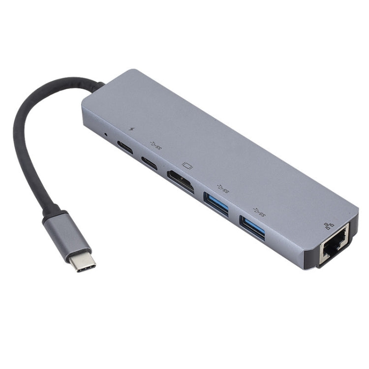 Docking station USB-C 6 in 1 con HDMI, RJ45 e USB 3.0