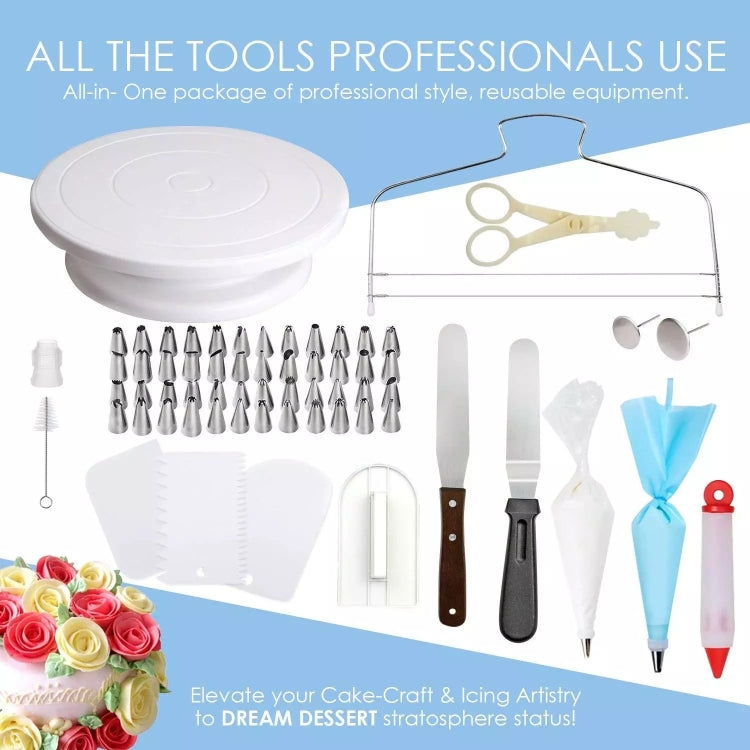 Set utensili per decorare torte con piatto girevole 205 pezzi