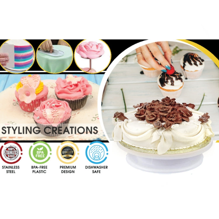 Set utensili per decorare torte con piatto girevole 205 pezzi