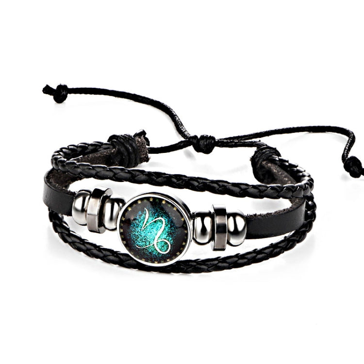 Bracciale rigido con perline e costellazioni in pelle