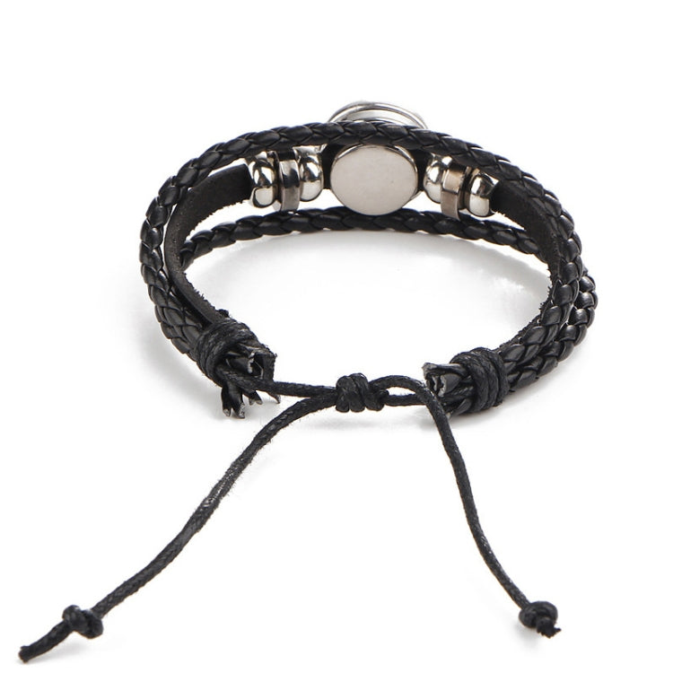 Bracciale rigido con perline e costellazioni in pelle