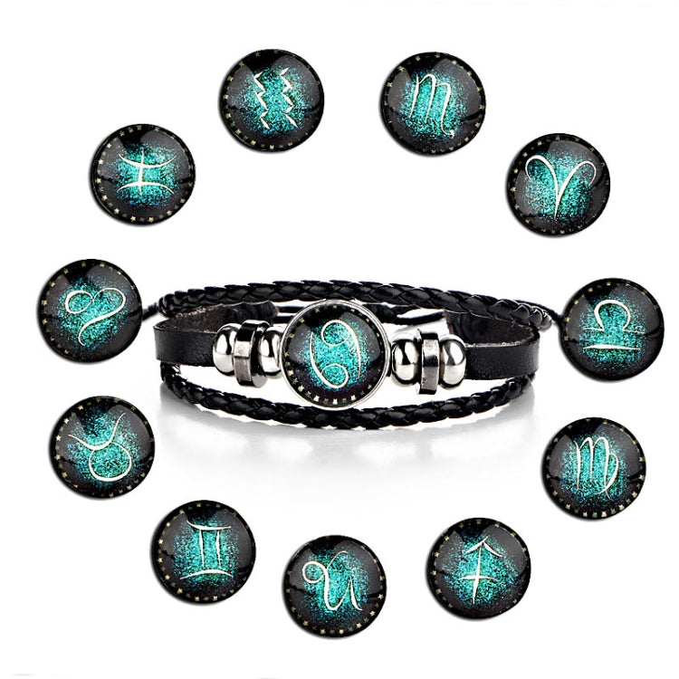 Bracciale rigido con perline e costellazioni in pelle