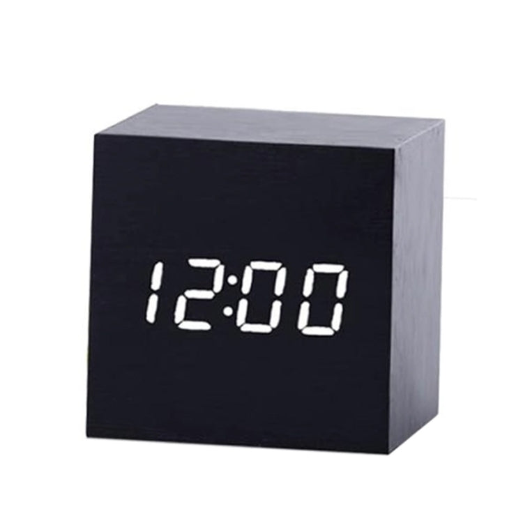Sveglia digitale LED in legno con termometro e timer
