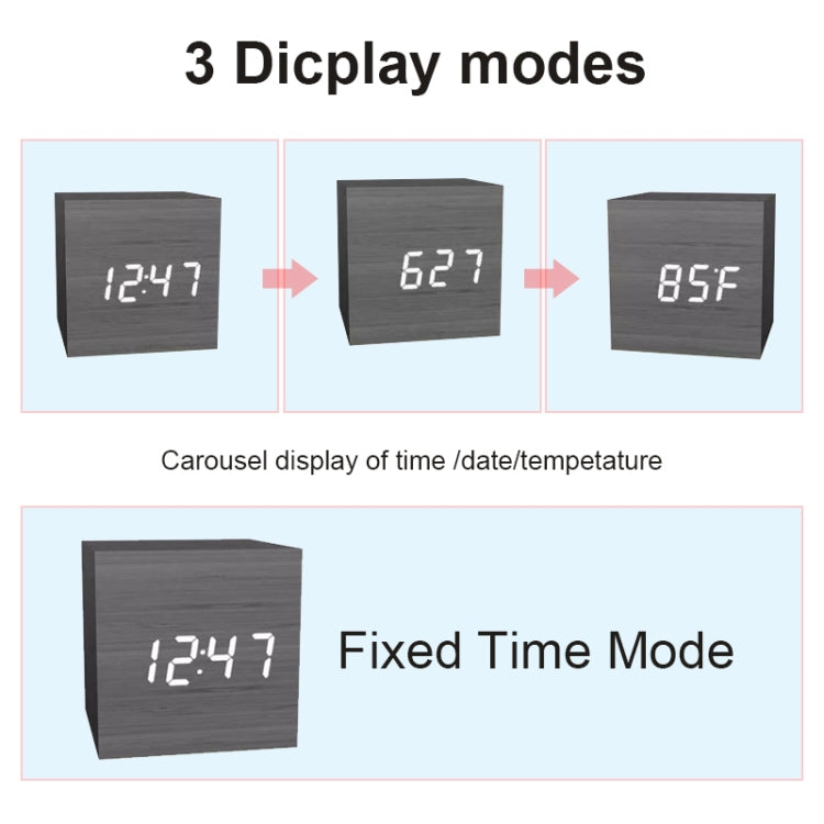 Sveglia digitale LED in legno con termometro e timer