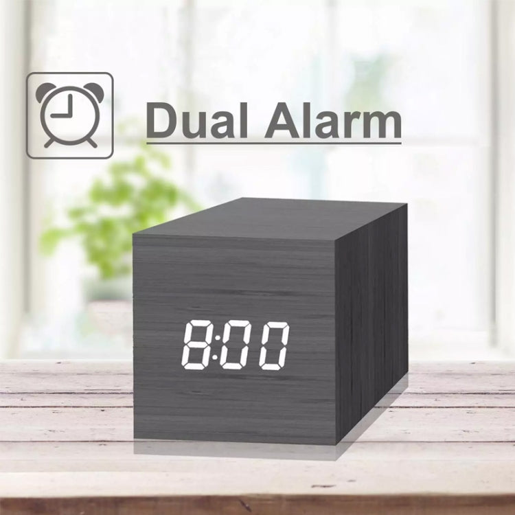 Sveglia digitale LED in legno con termometro e timer