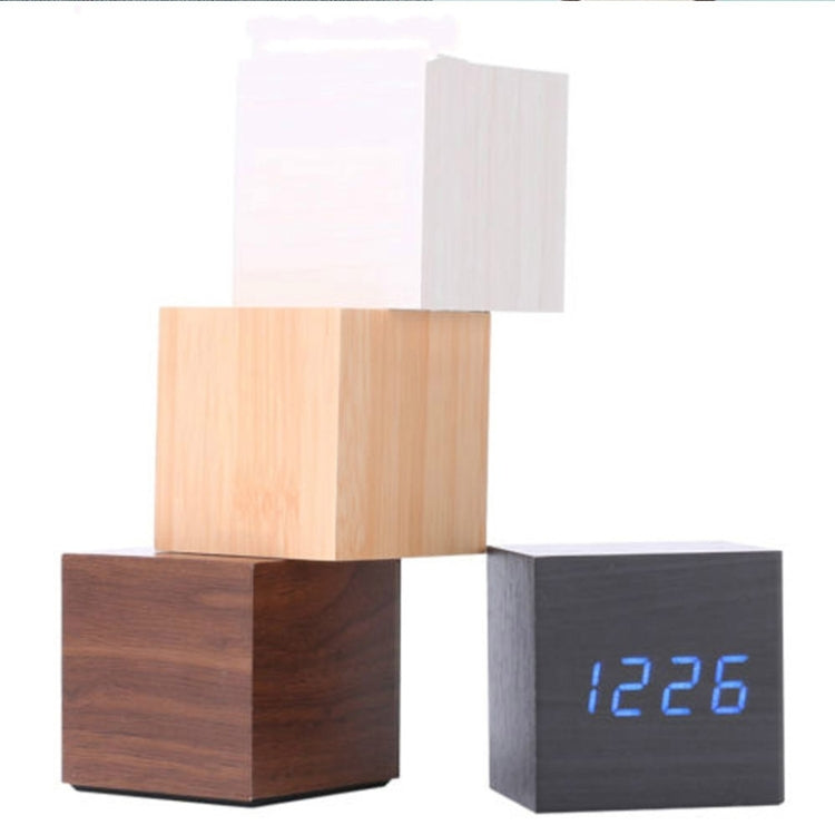 Sveglia digitale LED in legno con termometro e timer
