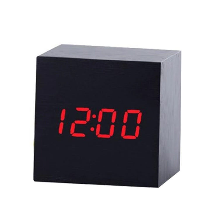 Sveglia digitale LED in legno con termometro e timer