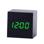 Sveglia digitale LED in legno con termometro e timer