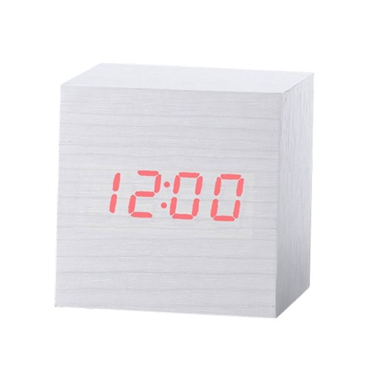 Sveglia digitale LED in legno con termometro e timer