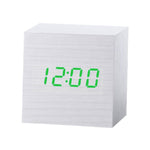 Sveglia digitale LED in legno con termometro e timer
