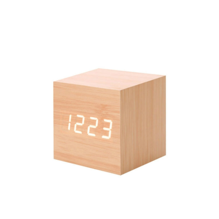 Sveglia digitale LED in legno con termometro e timer