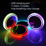 Sottobicchiere luminoso auto con ricarica USB 2 pezzi
