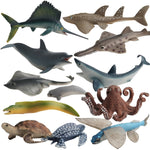 3 ornamenti animali marini in plastica 15cm