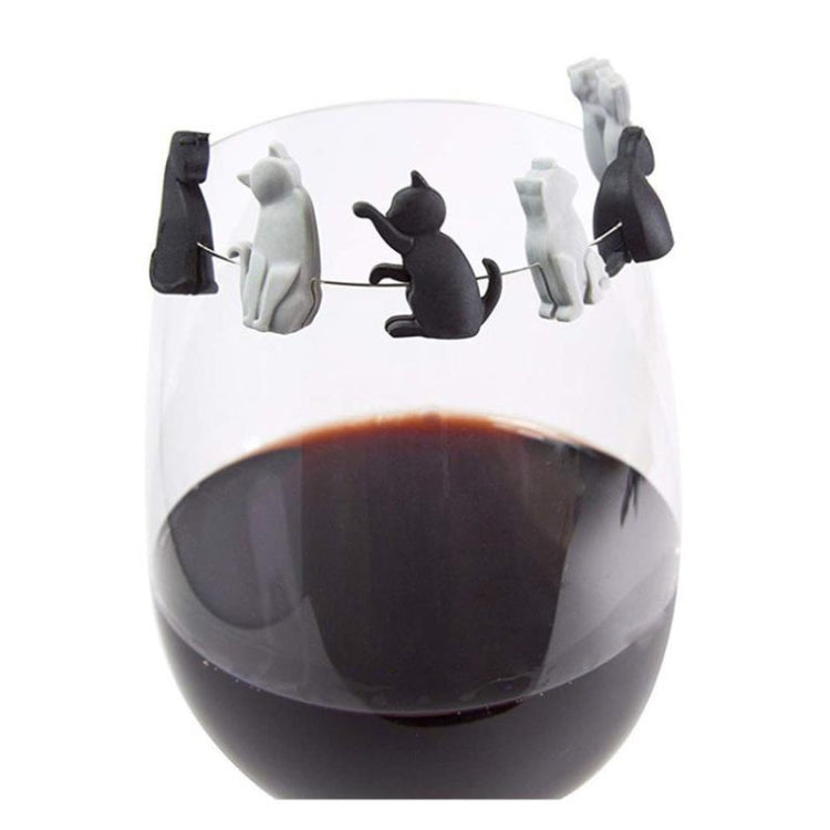 Set 2 Cat Drinks Segna Bicchieri in Silicone 6 pezzi