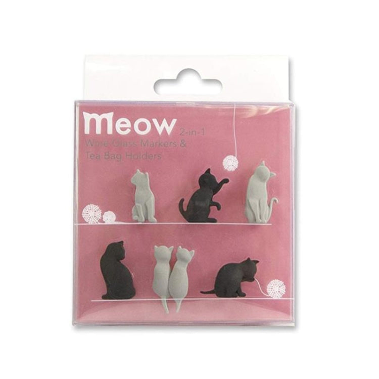 Set 2 Cat Drinks Segna Bicchieri in Silicone 6 pezzi