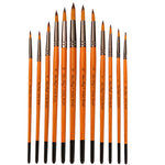 Set 12 pennelli nylon per pittura acquerello e olio