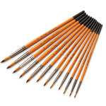 Set 12 pennelli nylon per pittura acquerello e olio