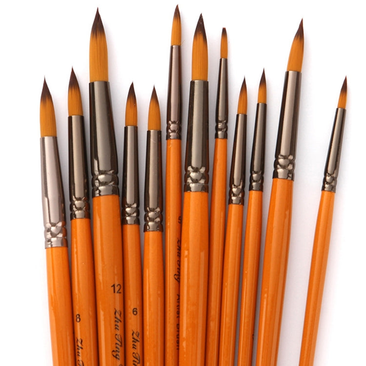 Set 12 pennelli nylon per pittura acquerello e olio