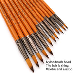 Set 12 pennelli nylon per pittura acquerello e olio