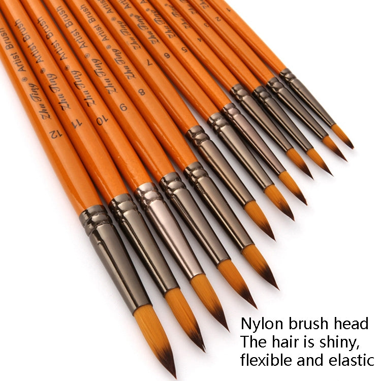 Set 12 pennelli nylon per pittura acquerello e olio